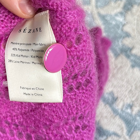 NWOT Sezane Knitwear buttoned up cardigan in beautiful soft pink color size XS - Picture 7 of 10
